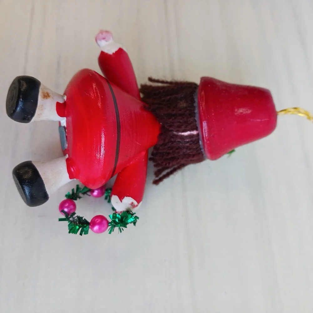 Vintage 80s Wooden Christmas Ornament Handmade Kurt A